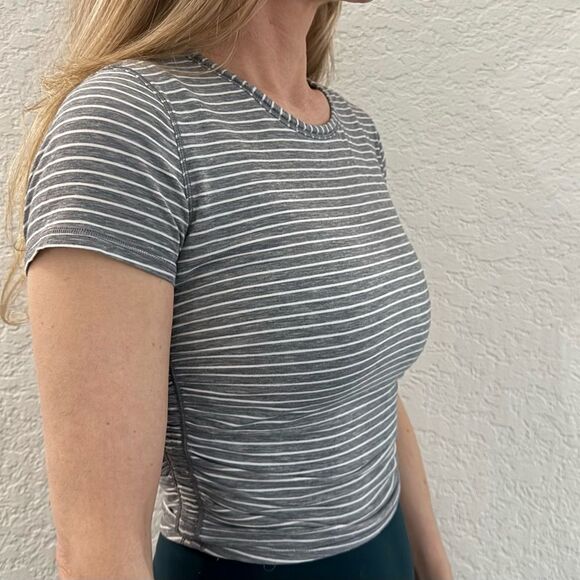lululemon athletica Tops - Lululemon All it Takes Striped Short-Sleeve Fitted Top (Size Likely 2 or 4)